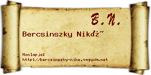 Bercsinszky Niké névjegykártya